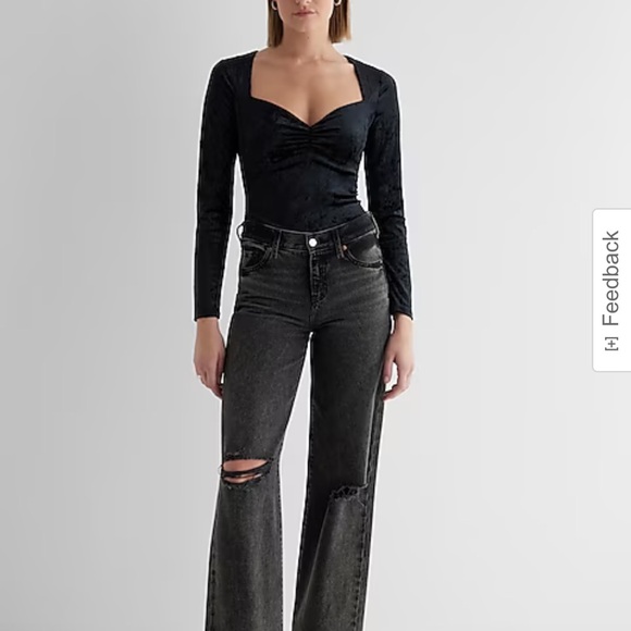 Express Body Contour Crushed Velvet Sweetheart Neckline Top NWT Size L - Picture 4 of 5